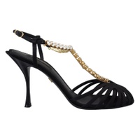 돌체앤가바나 Dolce & Gabbana Elegant Silk Blend Crystal T-Strap Womens Heels 7199906234500