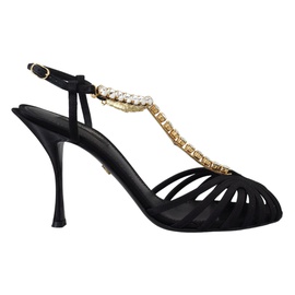 돌체앤가바나 Dolce & Gabbana Elegant Silk Blend Crystal T-Strap Womens Heels 7199906234500