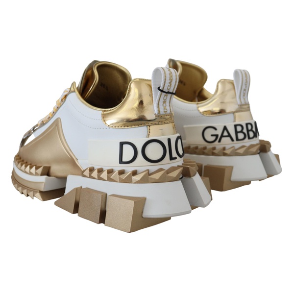 돌체앤가바나 돌체앤가바나 Dolce & Gabbana Elegant White and Gold Leather Womens Sneakers 7199858458756