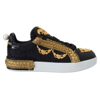 돌체앤가바나 Dolce & Gabbana Elegant Portofino Leather Sneakers in Womens Black 7199858196612