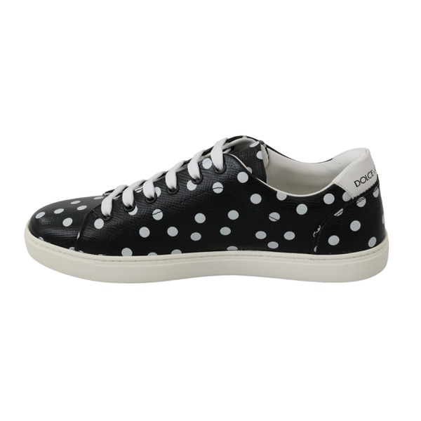 돌체앤가바나 돌체앤가바나 Dolce & Gabbana Black Leather Polka Dots Sneakers Womens Shoes 7199842041988