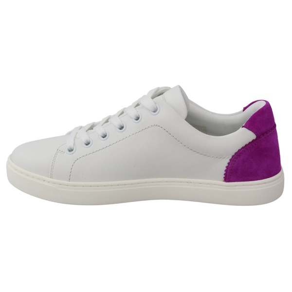 돌체앤가바나 돌체앤가바나 Dolce & Gabbana Chic White Leather Sneakers with Purple Womens Accents 7199874482308