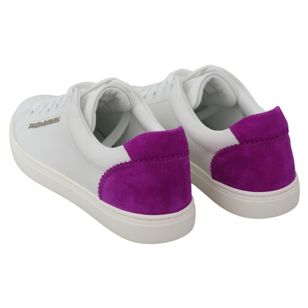 돌체앤가바나 돌체앤가바나 Dolce & Gabbana Chic White Leather Sneakers with Purple Womens Accents 7199874482308
