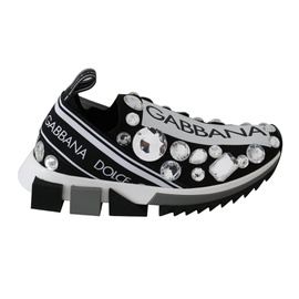 돌체앤가바나 Dolce & Gabbana Chic Monochrome Crystal Studded Womens Sneakers 7199865471108