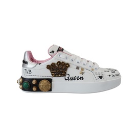 돌체앤가바나 Dolce & Gabbana Crystal Queen Crown Leather Sneakers 7220244480132