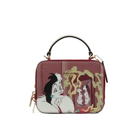 COACH Disney Cruella Motif Crossgrain Leather Box Crossbody Womens Handbag 7190272901252