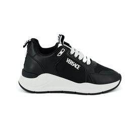 베르사체 Versace Black and White Calf Leather Womens Sneakers 7231063687300
