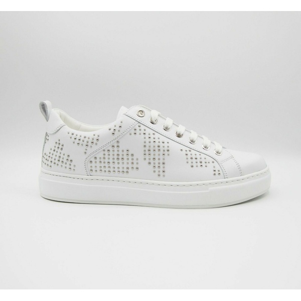  MCM Womens White Leather Silver Studded Sneaker (37 / US 7) 6659634102404
