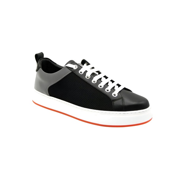  MCM Womens Black Leather Silver Reflective Canvas Sneaker (36 EU / 6 US) 7202555822212