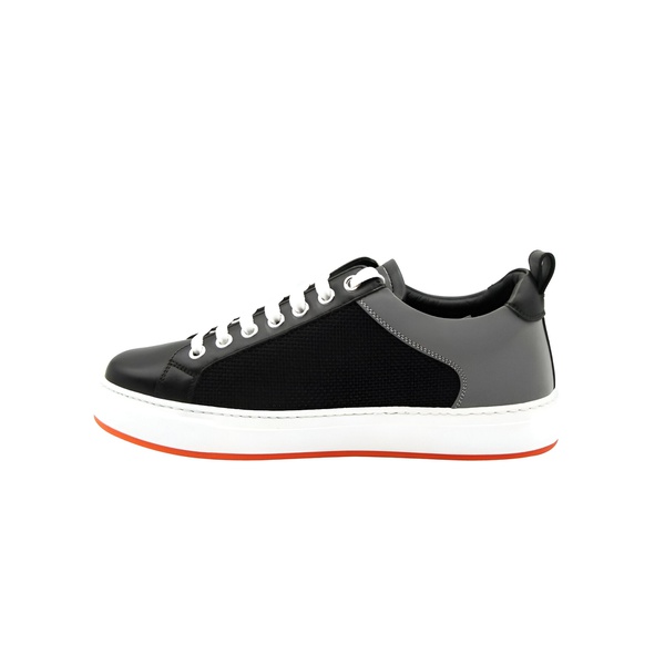  MCM Womens Black Leather Silver Reflective Canvas Sneaker (36 EU / 6 US) 7202555822212