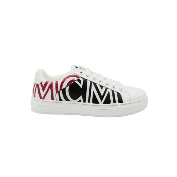  MCM Womens White / Black Leather Logo Low Top Sneaker (36 EU / 6 US) 6754499887236