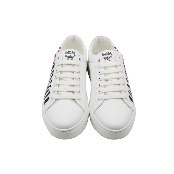  MCM Womens White / Black Leather Logo Low Top Sneaker (36 EU / 6 US) 6754499887236