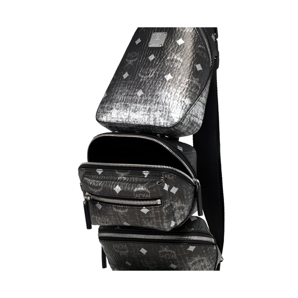  MCM Womens Black Silver Gradien Visetos Trey 4-in-1 Sling Crossbody Belt Bag 7202553397380