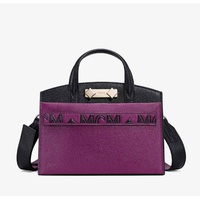 MCM Womens Milano Dark Purple/Black Leather Mini Crossbody Bag 7199120261252