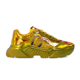 돌체앤가바나 Dolce & Gabbana Fluorescent Yellow Calfskin High Womens Sneakers 7229152034948