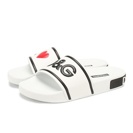 돌체앤가바나 Dolce & Gabbana Chic White Logo Slides for Elevated Womens Comfort 7229121429636