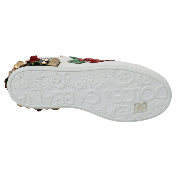 돌체앤가바나 돌체앤가바나 Dolce & Gabbana White Roses Sequined Crystal Womens Sneakers Shoes 7231746048132