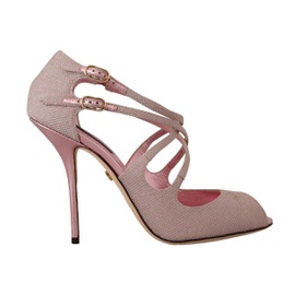 돌체앤가바나 Dolce & Gabbana Pink Glitter Peep Toe High Heels Womens Sandals 7199889686660