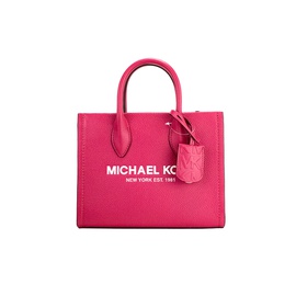 Michael Kors Mirella Small Hot Pink Leather Top Zip Shopper Tote Crossbody Bag 7149274660996