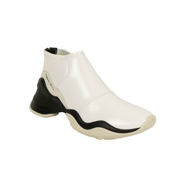 펜디 펜디 FENDI White Glossy Neoprene Mid-Top Sneakers 5137186226308