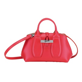 LongChamp Womens Poppy Pink Leather Roseau XS Leather Tote Crossbody Bag 6928750182532