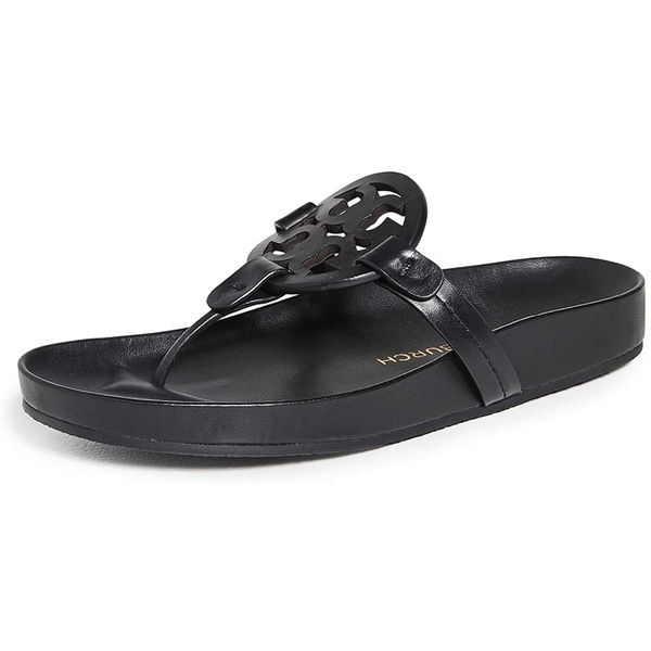 토리버치 Tory Burch Womens Black Leather Cloud Miller Sandals Shoes 6933548892292