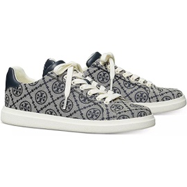 Tory Burch Womens Howell Monogram Court Low Top Sneakers Perfect Navy Lace Up Shoes 6959351431300