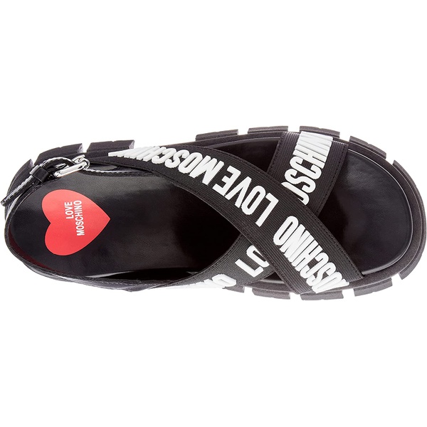  Love 모스키노 Moschino Womens Black Tassel Chunky Platform Sandals 6946724282500