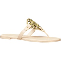 Tory Burch Womens New Cream Gold Soft Leather Metal Miller Sandals 7092249624708