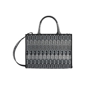 Furla Womens Black Denim Opportunity Logo Box Tote Bag Small Handbag 7092252541060