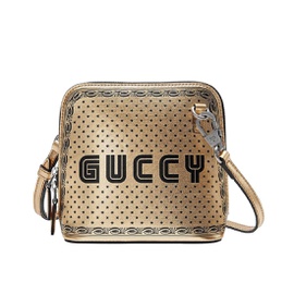 구찌 Gucci Womens Gold Guccy Sega Script Dome Mini Crossbody Bag 511189 8275 5136178020484