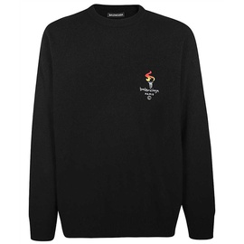 발렌시아가 Balenciaga Mens Flame Knit Wool Cashmere Sweater Black 6645308850308