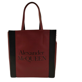 알렉산더맥퀸 Alexander McQueen Dark Red Leather Signature Logo Shopper Tote 630773 6050 6790044745860