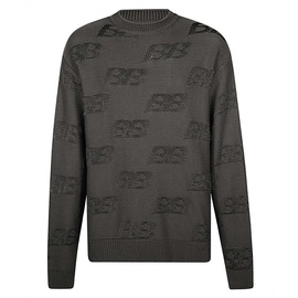발렌시아가 Balenciaga Mens BB Logo Crewneck Viscose Sweater Grey 6645308883076