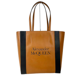 알렉산더맥퀸 Alexander McQueen Womens Brown Leather Signature Shopper Tote Bag 653656 2550 6613070053508