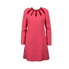 발렌티노 VALENTINO Pink Wool Blend Cut Out Shift Dress 5085657301124