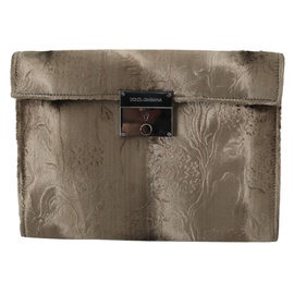 돌체앤가바나 Dolce & Gabbana Beige Velvet Floral Leather Men Document Mens Briefcase 6810763165828