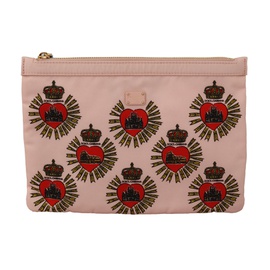 돌체앤가바나 Dolce & Gabbana Clutch Pink D&G Logo Devotion Heart Nylon Pouch Womens Wallet 6997821030532