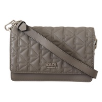 Karl Lagerfeld Light Grey Leather Crossbody Womens Bag 7065166151812