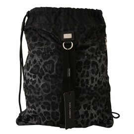 돌체앤가바나 Dolce & Gabbana Gray Leopard Print Backpack Nylon Drawstring Womens Bag 6810744586372