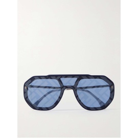 펜디 FENDI Aviator-Style Logo-Print Silver-Tone and Acetate Sunglasses 1647597277630833
