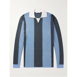 MR P. Striped Two-Tone Honeycomb-Knit Cotton-Blend Polo Shirt 1647597284360598