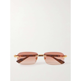 구찌 GUCCI EYEWEAR Rimless Rectangular-Frame Gold-Tone and Tortoiseshell Acetate Sunglasses 1647597291050222