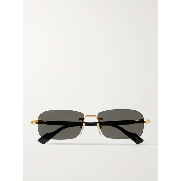 구찌 구찌 GUCCI EYEWEAR Rimless Rectangular-Frame Gold-Tone and Acetate Sunglasses 1647597291050239