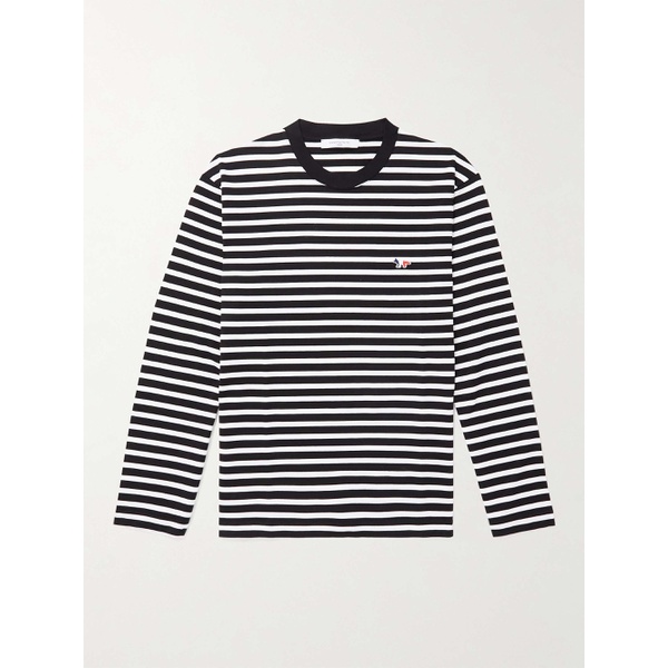 메종키츠네 MAISON KITSUNEE Logo-Appliqued Striped Cotton-Jersey T-Shirt 1647597292061971