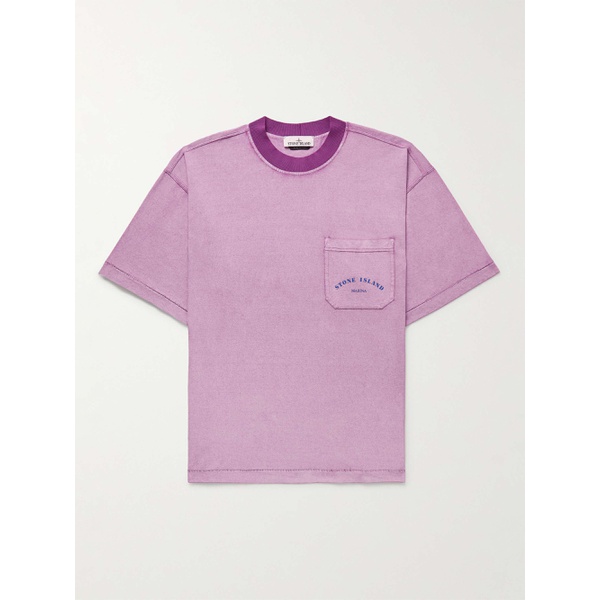 스톤아일랜드 스톤아일랜드 STONE ISLAND Marina Garment-Dyed Logo-Print Cotton-Jersey T-Shirt 1647597292885616