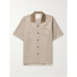 사카이 SACAI Camp-Collar Logo-Embroidered Striped Woven Shirt 1647597293078325