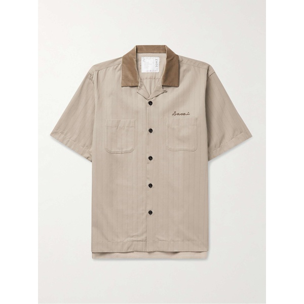  사카이 SACAI Camp-Collar Logo-Embroidered Striped Woven Shirt 1647597293078325