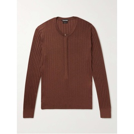 톰포드 TOM FORD Slim-Fit Ribbed Silk-Blend Henley Sweater 1647597293126563