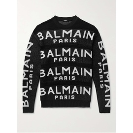 발망 BALMAIN Logo-Intarsia Cotton-Blend Sweater 1647597293284458